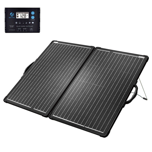ACOPower™ 120W Portable Solar Panel Kit, Lightweight Briefcase with 20A Charge Controller