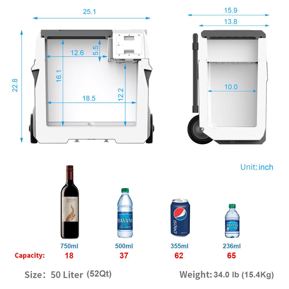 LionCooler™ X50A Portable Solar Fridge Freezer, 52 Quarts